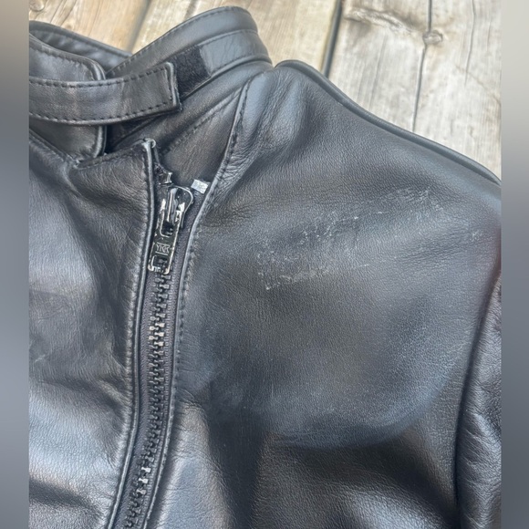 Vintage 90's Women's Black Leather Motorcycle Jacket Size Small - Picture 6 of 13